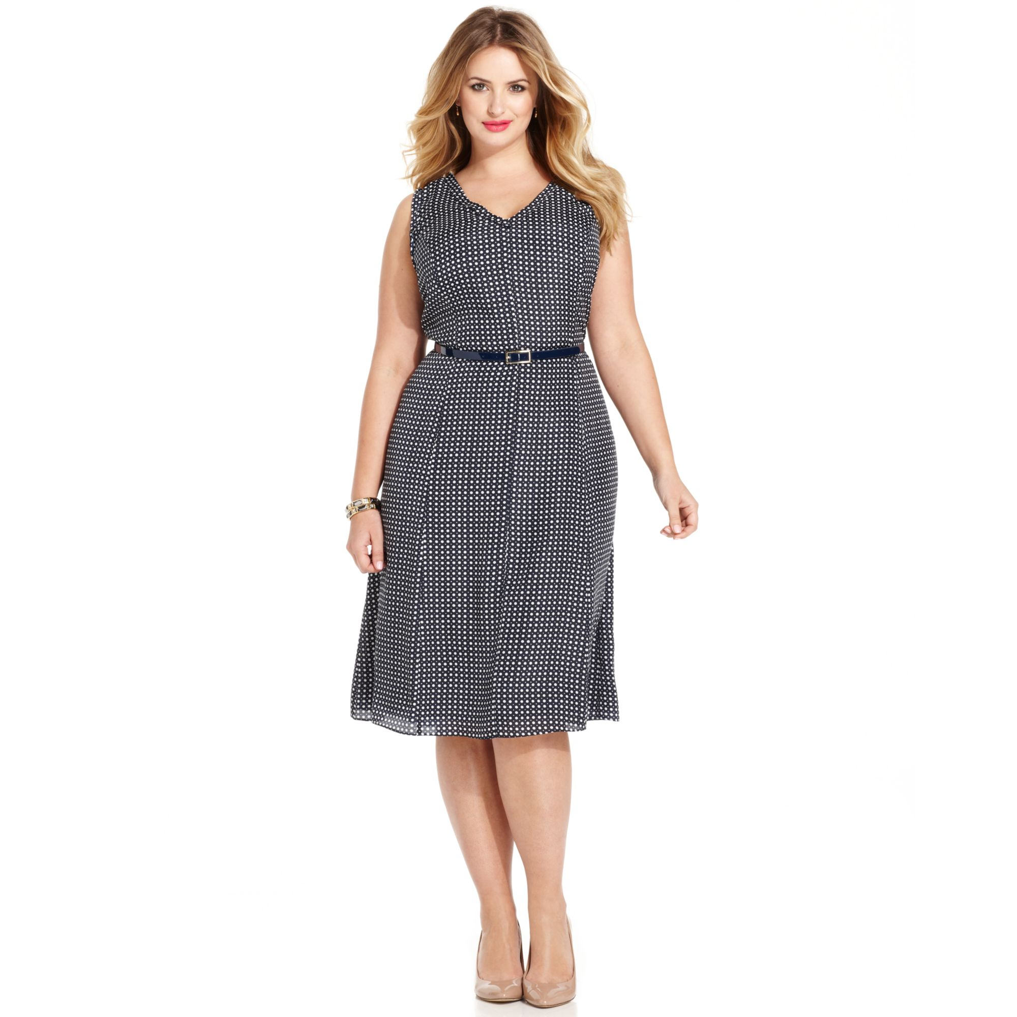 Jones New York Collection Plus Size Sleeveless Printed Aline Dress in ...