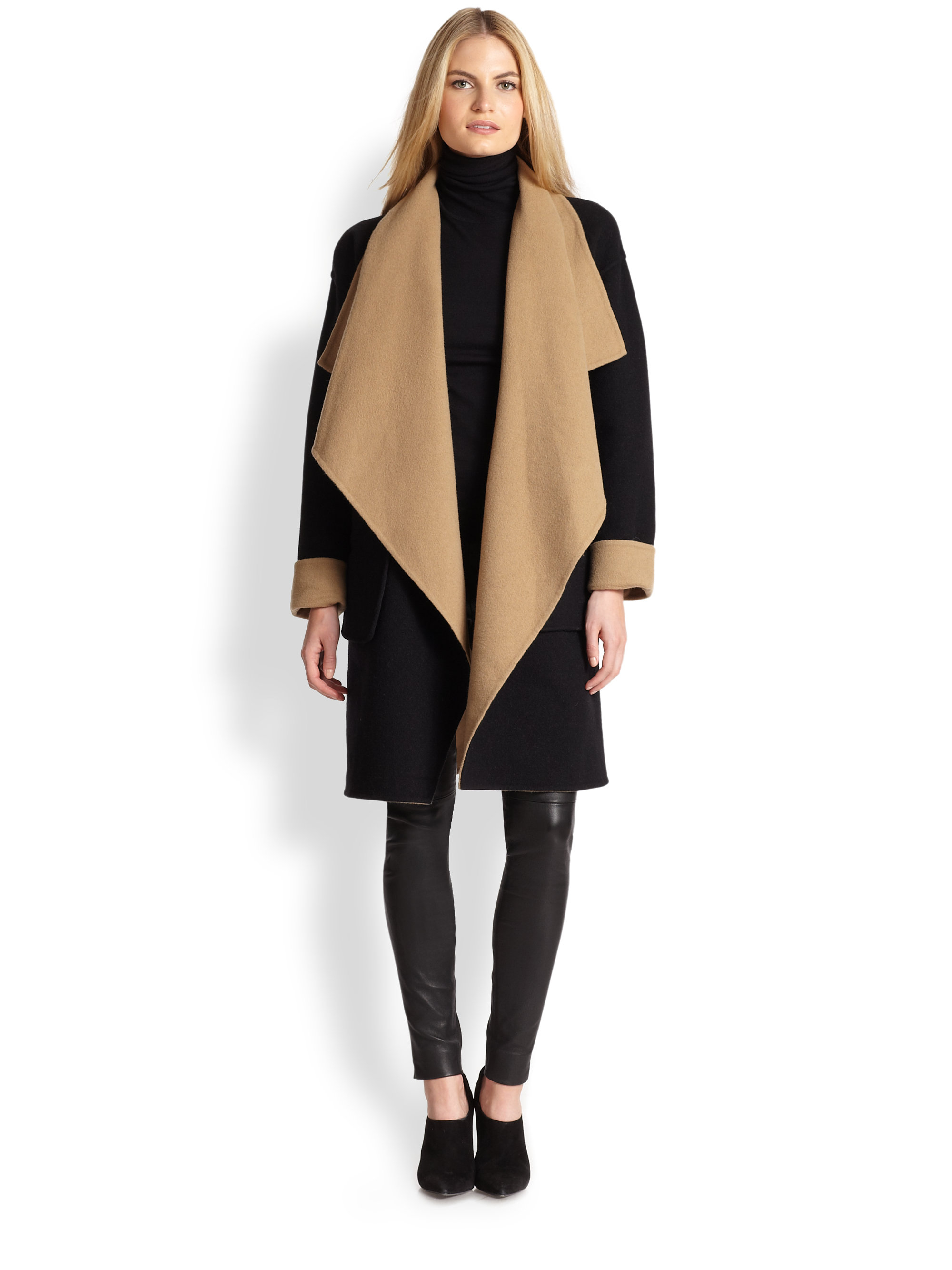 Lyst - Ralph Lauren Black Label Reversible Wool & Angora Mallory Coat ...