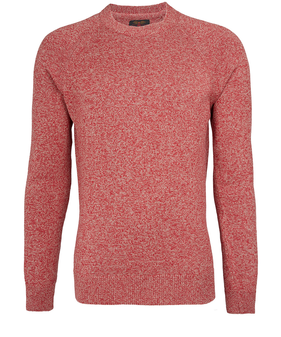 Lyst - Barbour Red Melange Crew Neck Cotton Jumper in Red for Men