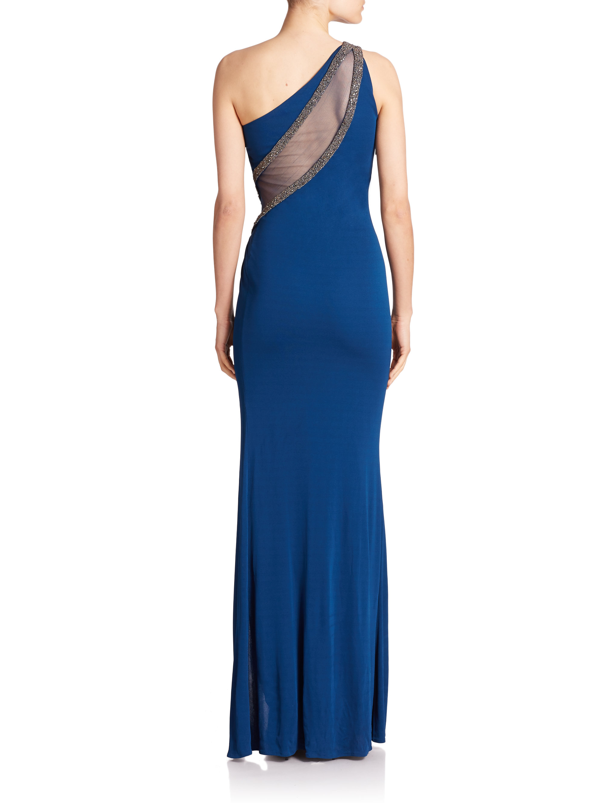 Roberto Cavalli Ruched Back-panel Gown in Sapphire (Blue) - Lyst