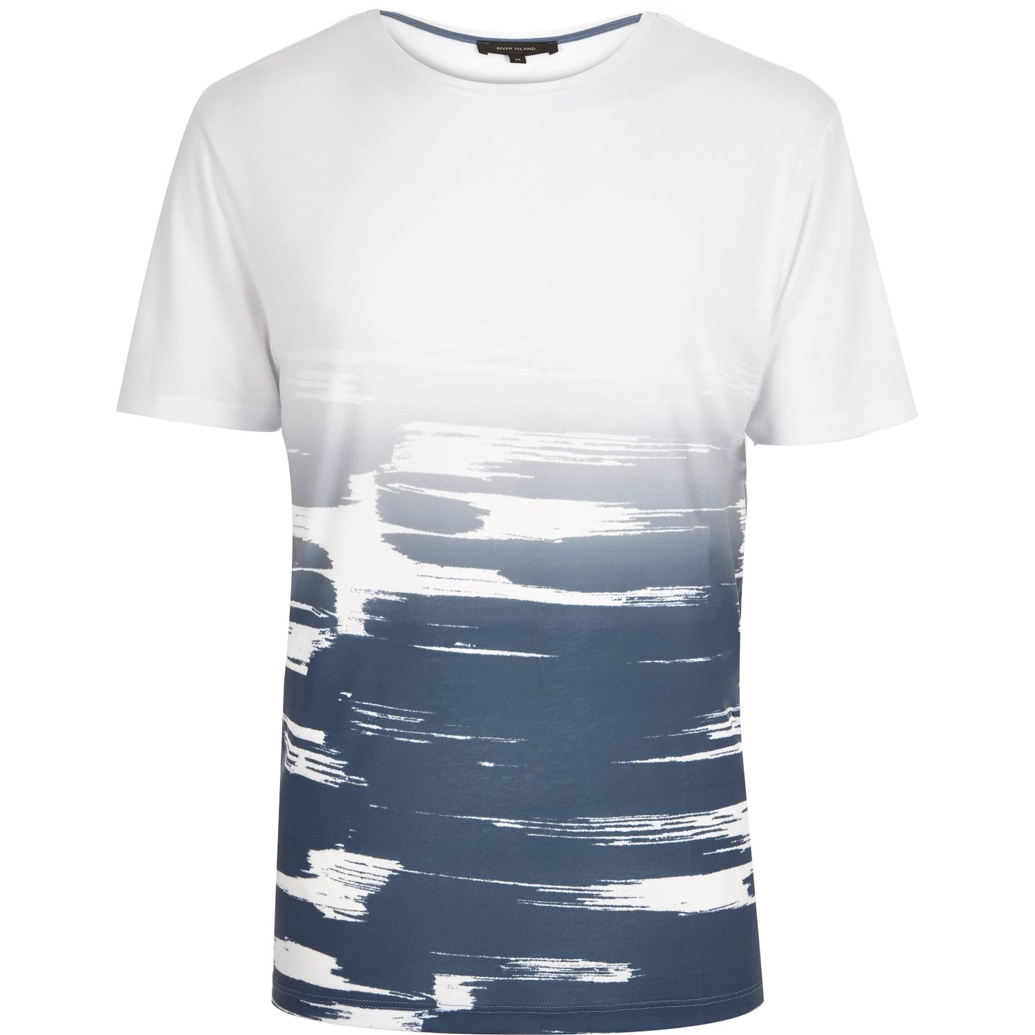 River island White Faded Paint Stroke Print Tshirt in White for Men Lyst