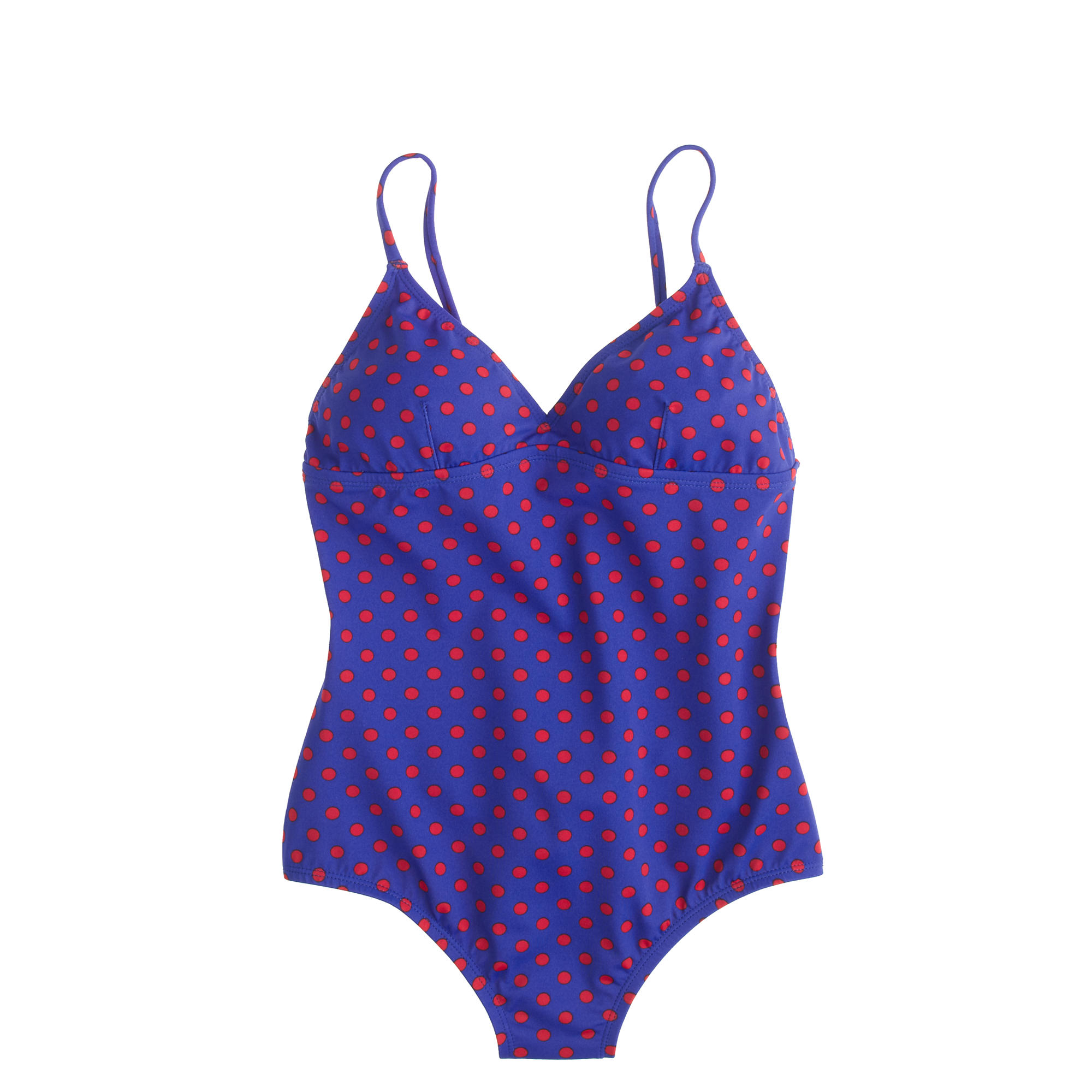 J.crew Long Torso Dotty V-neck One-piece Swimsuit in Blue | Lyst