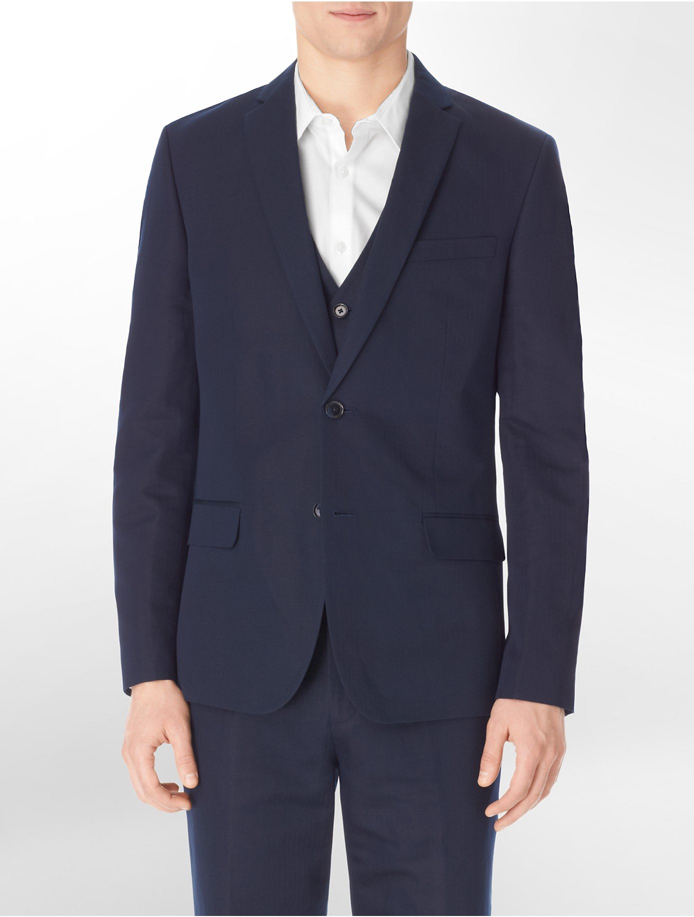 Calvin klein Body Slim Fit Herringbone Twill Suit Jacket in Blue for ...
