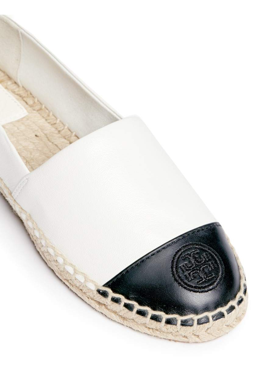 Lyst - Tory Burch Colourblock Leather Espadrille Slip-ons in White