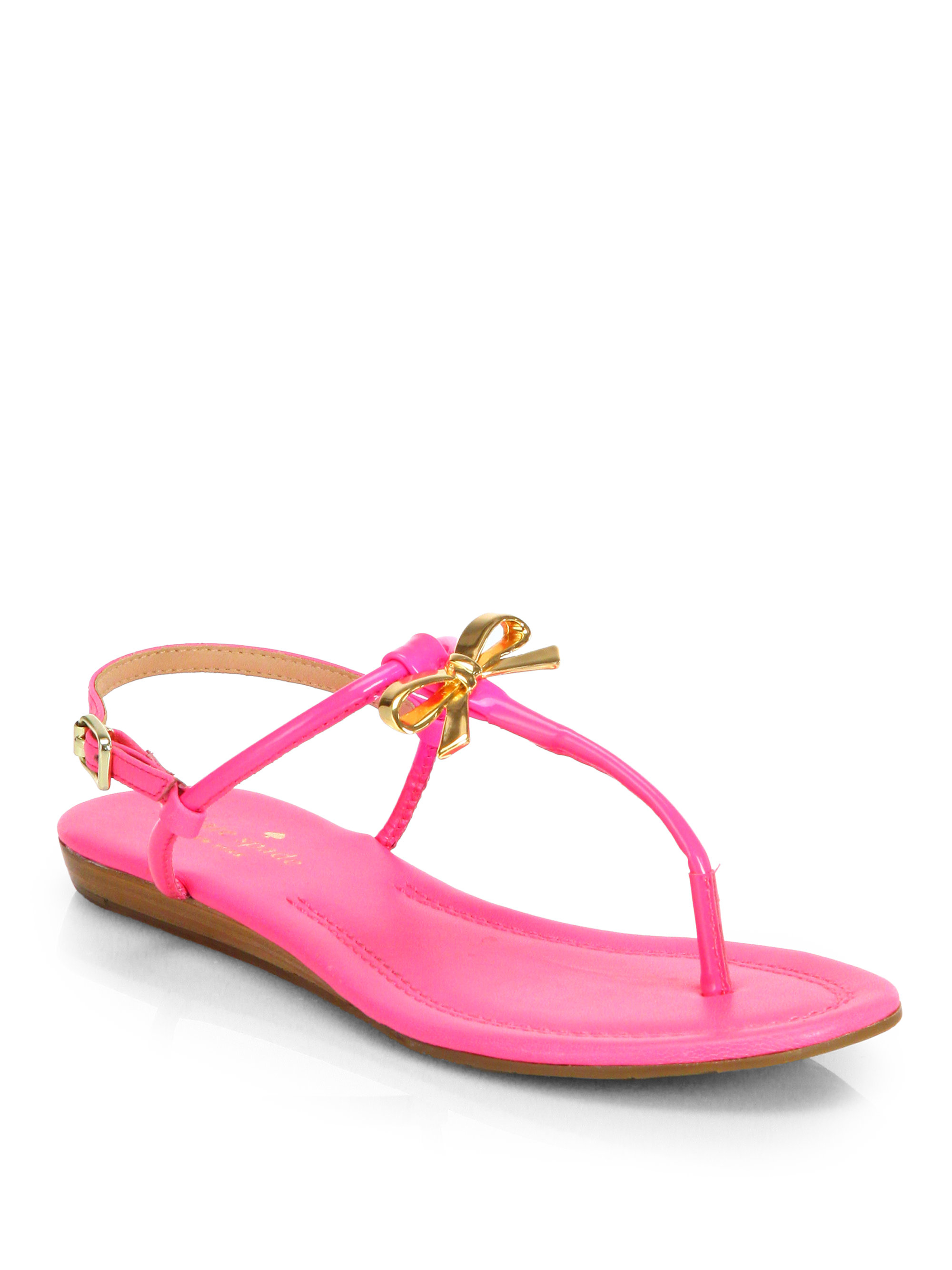 Kate Spade Tracie Patent Leather Thong Sandals in Pink (ZINNIA PINK) | Lyst