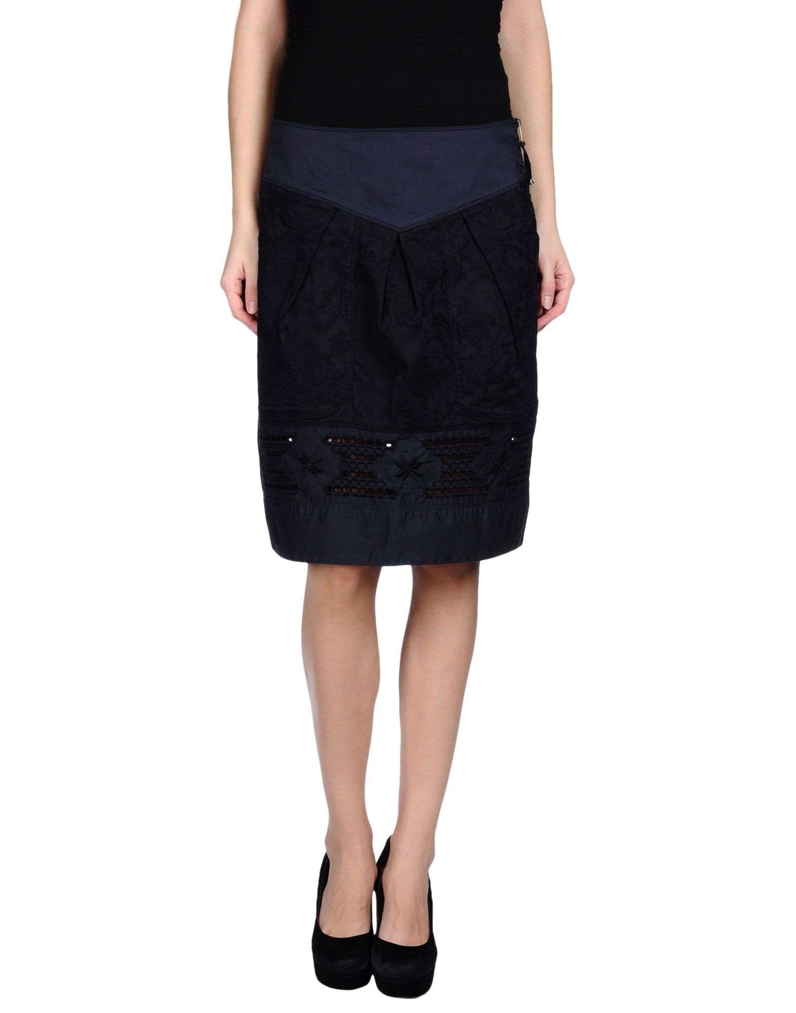 High Knee Length Skirt in Blue (Dark blue) | Lyst