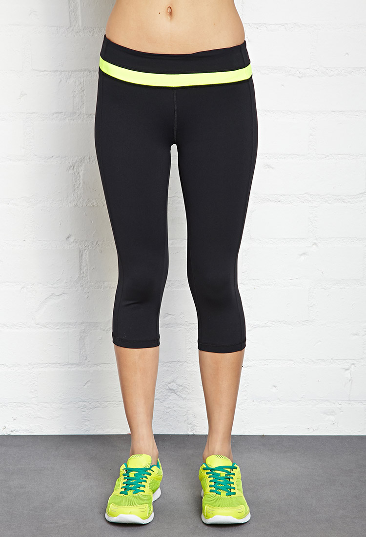 Lyst Forever 21 Colorblocked Workout Capri Leggings in