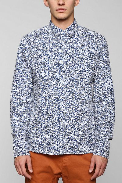 Urban Outfitters Charles 12 Blue Floral Buttondown Shirt in Blue for ...