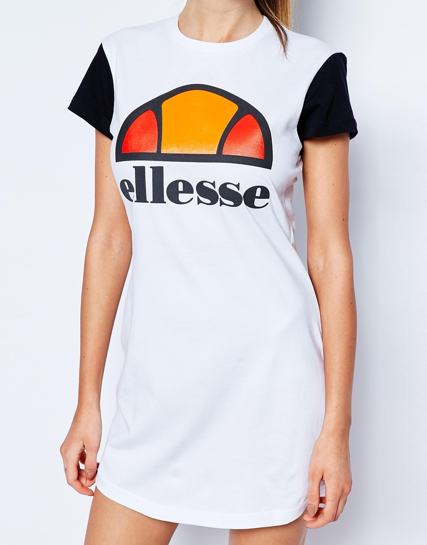 Lyst Ellesse T shirt Dress With Contrast Sleeve Front 