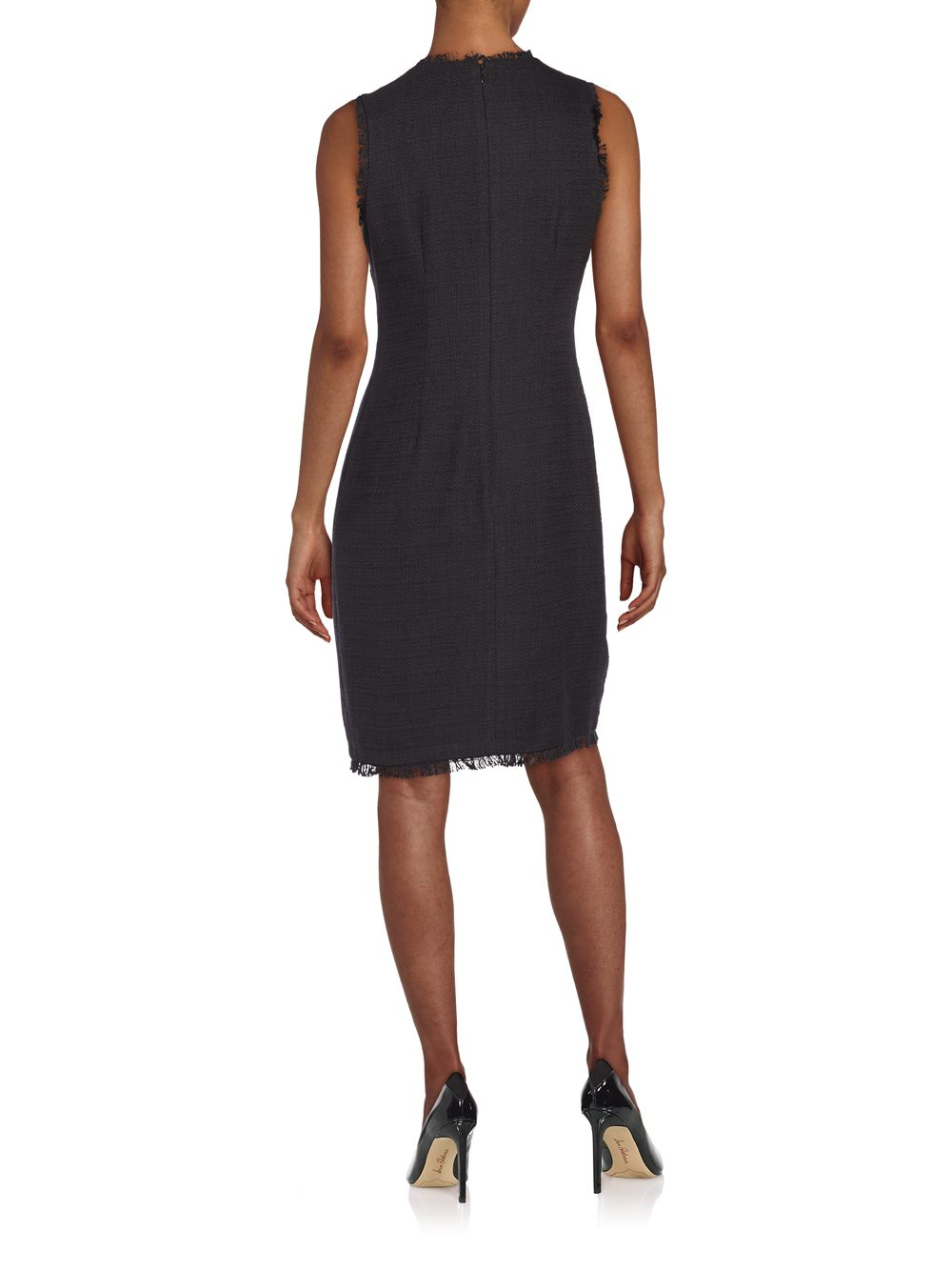 Karl lagerfeld Tweed Shift Dress in Black | Lyst