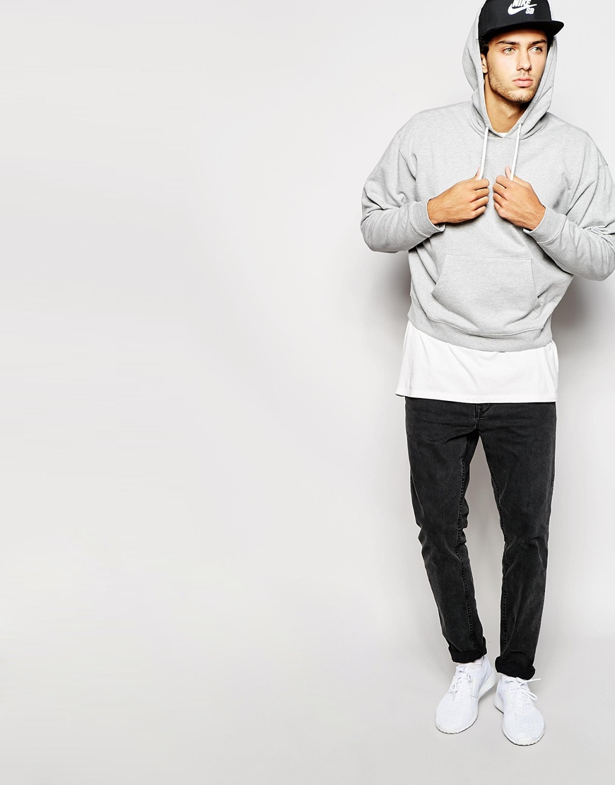 Lyst - Asos Oversized Cropped Hoodie In Gray in Gray for Men