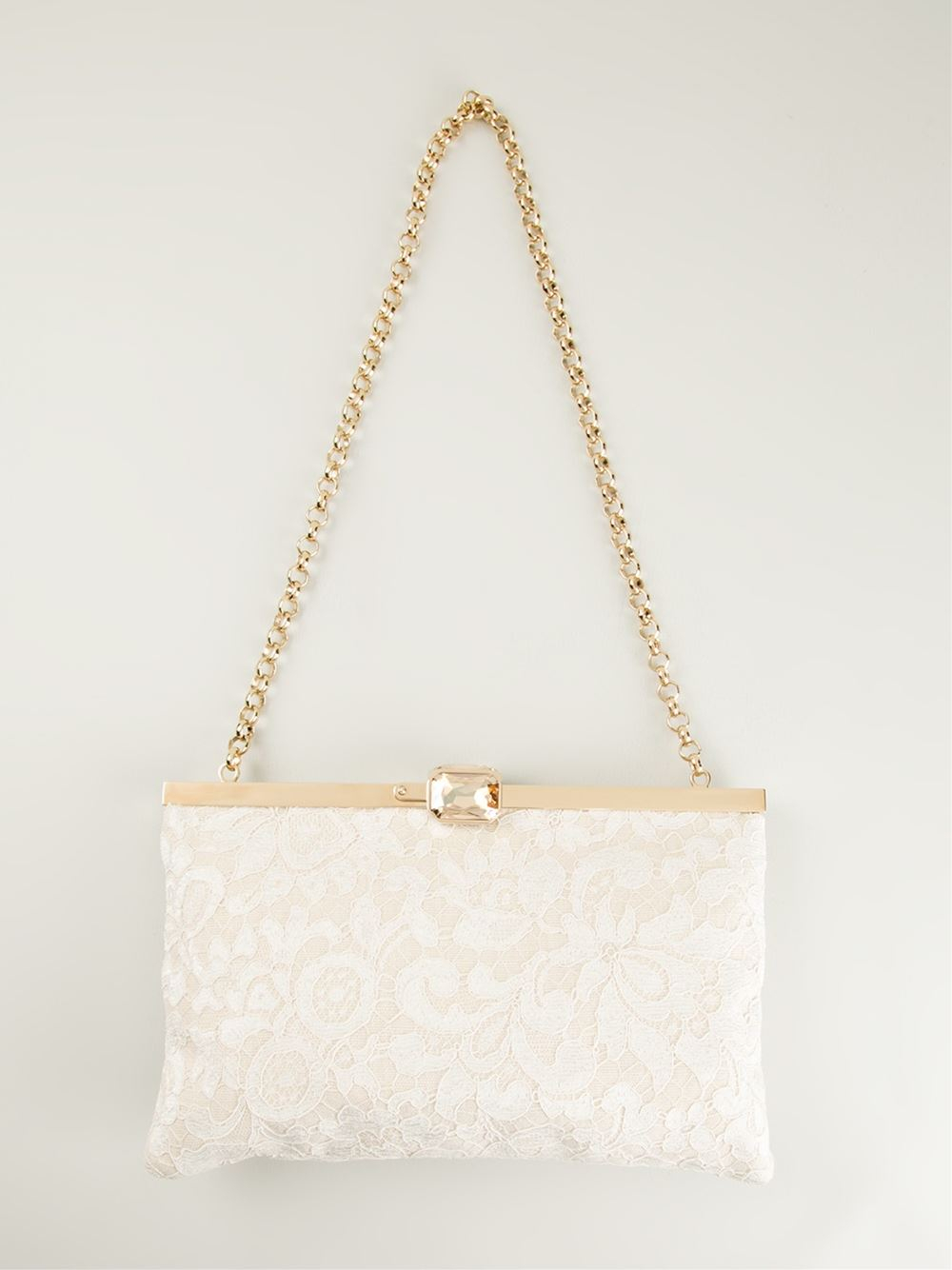 Lyst Dolce And Gabbana Vanda Clutch In Natural