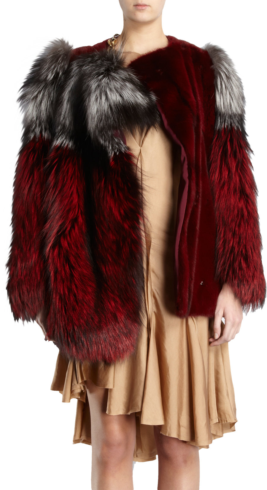 Lanvin Mink And Fox Fur Jacket In Red Lyst