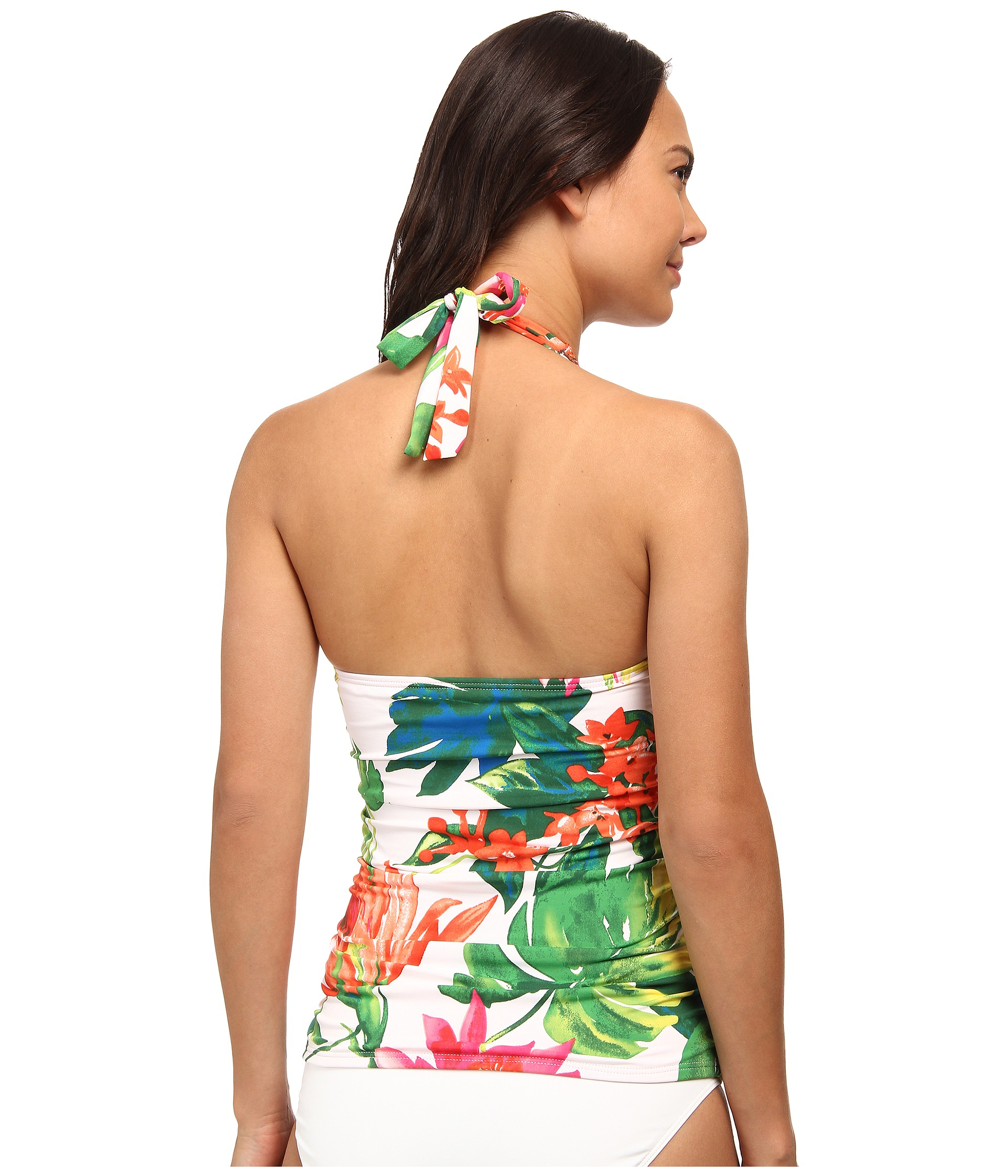 Tommy bahama White Tropical Halter Tankini Top in Green (White) | Lyst