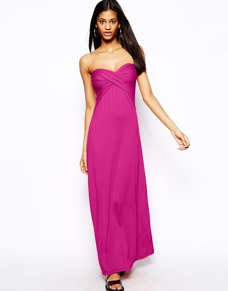 Asos Maxi Dress with Bandeau Detail in Purple | Lyst