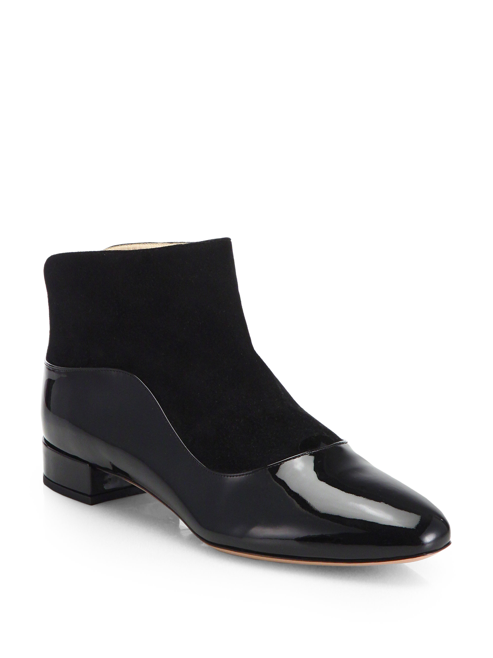 Minnetonka Women S Two Button Boot: Black Patent Leather Flat Ankle Boots