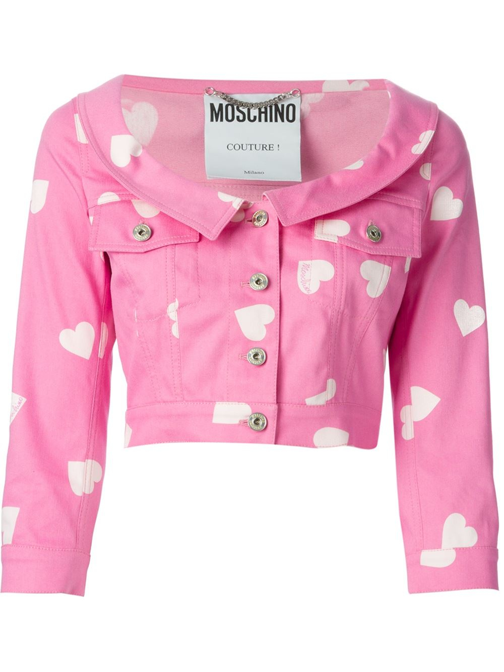 Moschino HeartPrint Denim Jacket in Pink (pink & purple) Lyst