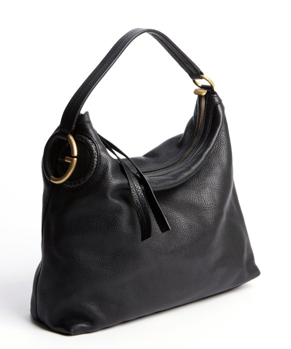 Lyst - Gucci Black Leather Slouchy Hobo Bag in Black