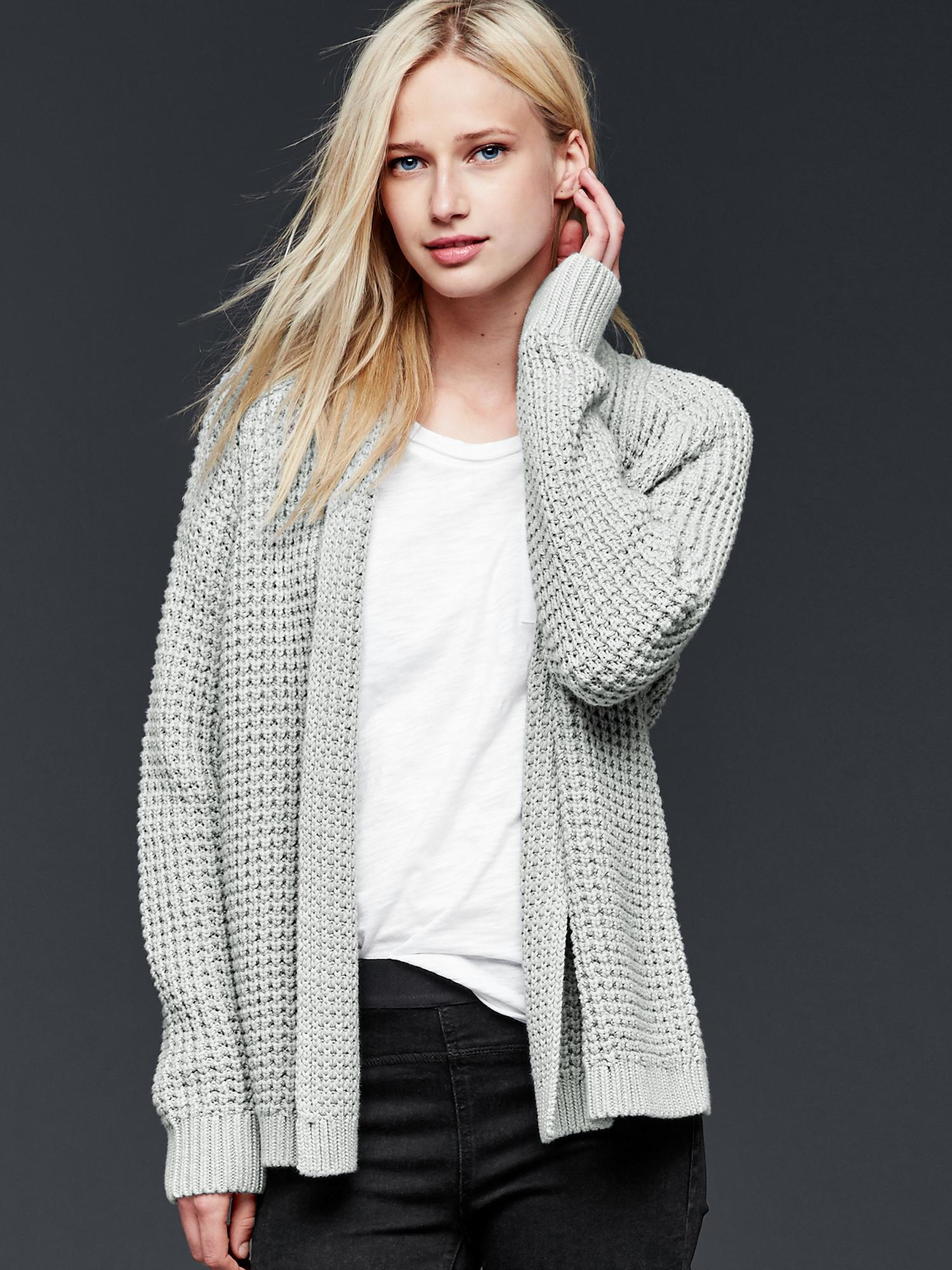 Gap Chunky Knit Openfront Cardigan in Beige (heather grey) Lyst