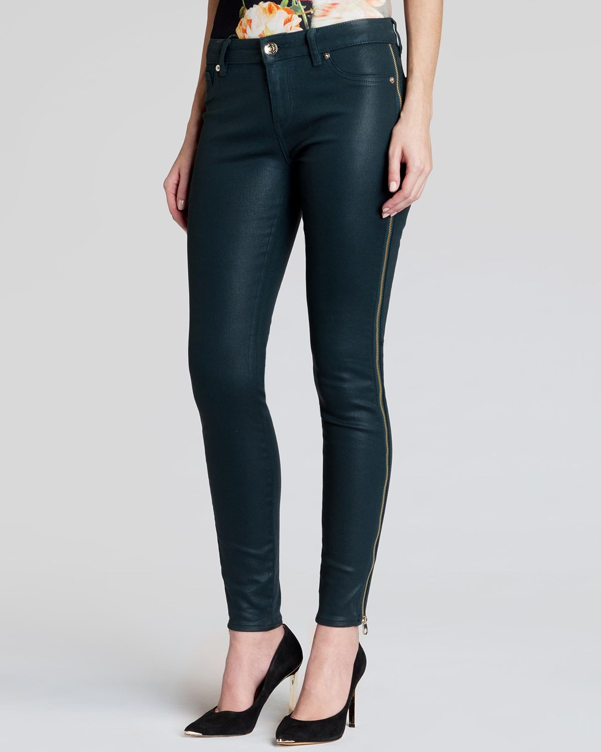 Lyst - Ted Baker Jeans - Modey Side Zip Skinny in Olive in Green