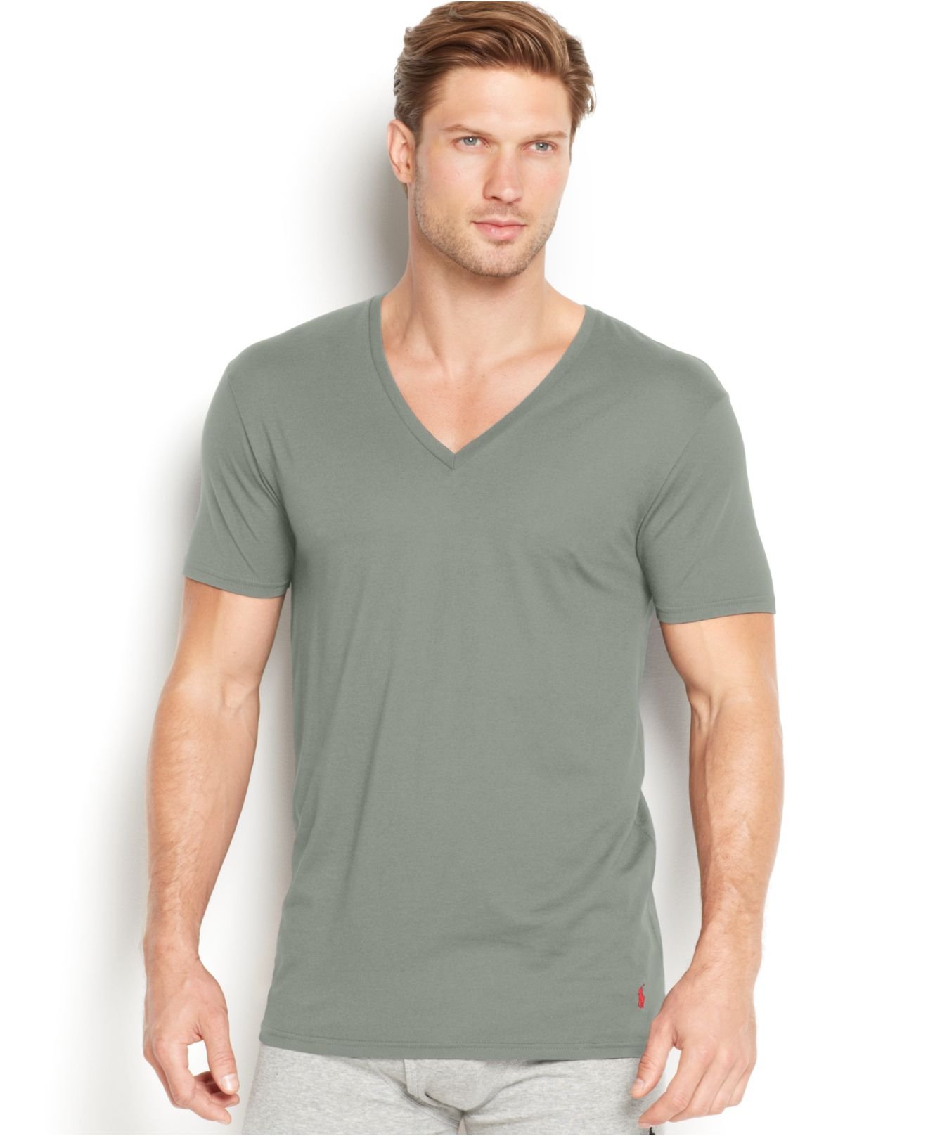 Polo ralph lauren Men's Supreme Comfort V-neck T-shirt 2-pack in Green ...