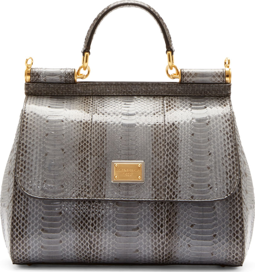 Lyst - Dolce & Gabbana Light Grey Ayers Leather Miss Sicily Bag in Gray