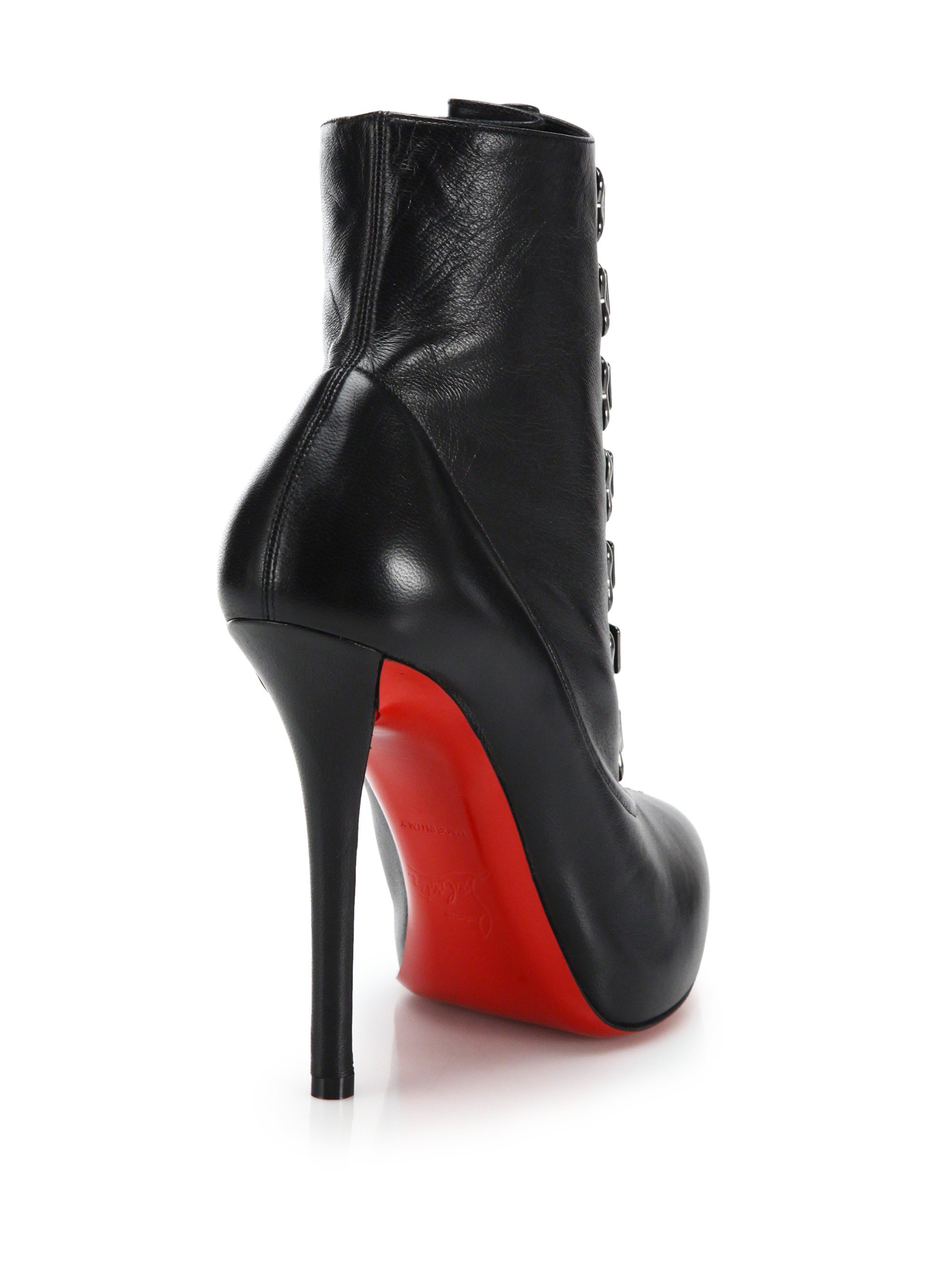 Lyst - Christian Louboutin Leather Lace-up Booties in Black