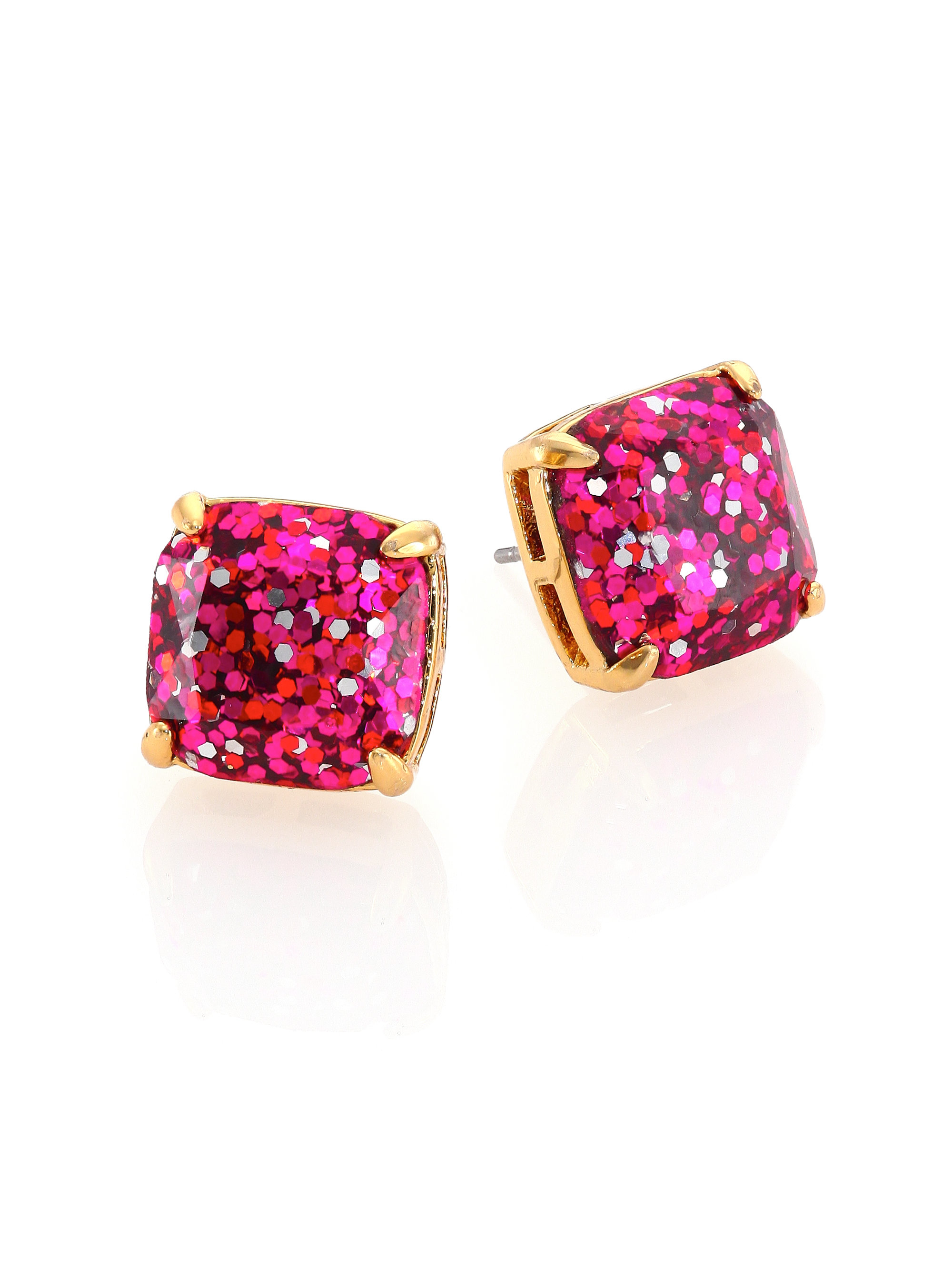 Lyst Kate Spade New York Glitter Square Stud Earrings Fucshia In Gallery