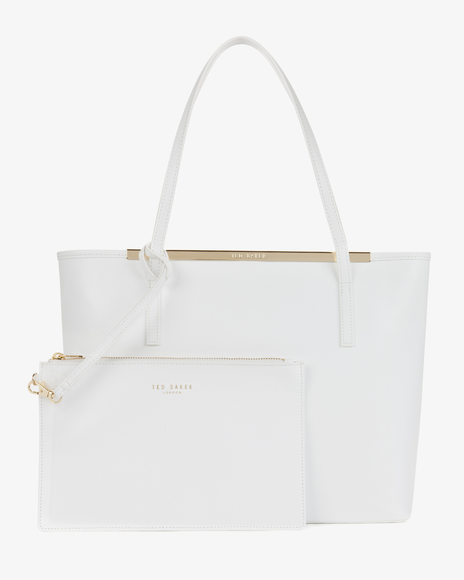 Ted baker Crosshatch Leather Shopper Bag in White | Lyst