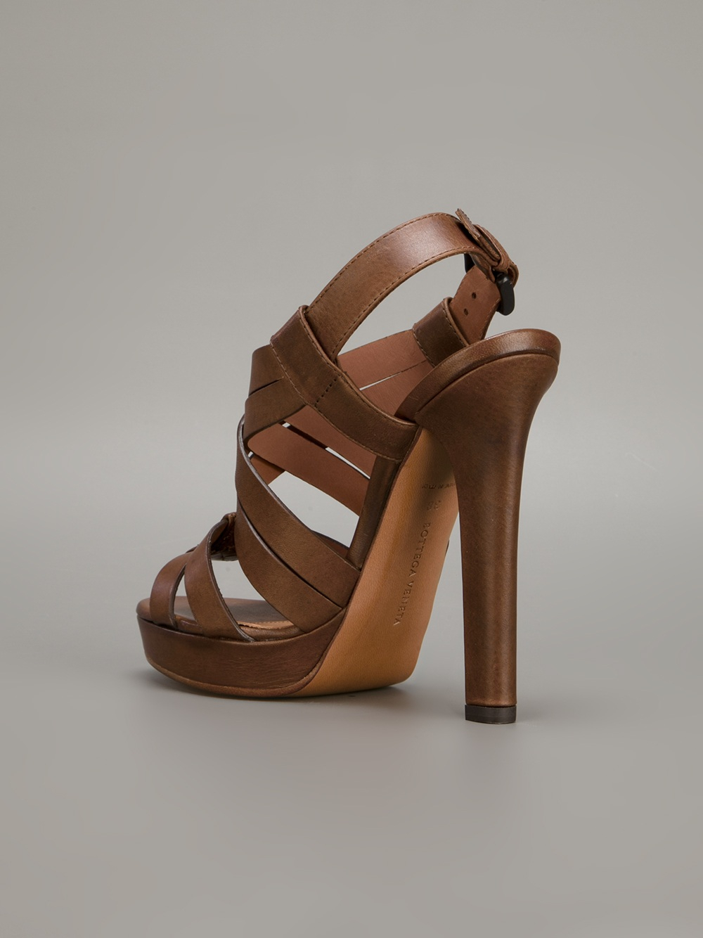 Lyst - Bottega Veneta Strappy Sandal in Brown