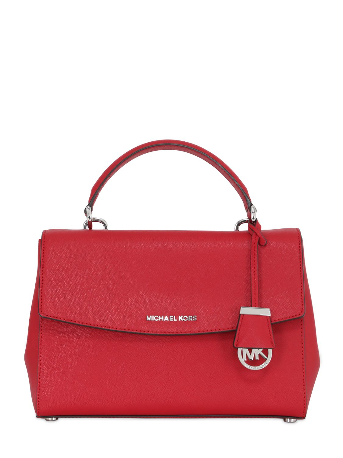 MICHAEL Michael Kors Ava Saffiano Leather Top Handle Bag in Red - Lyst