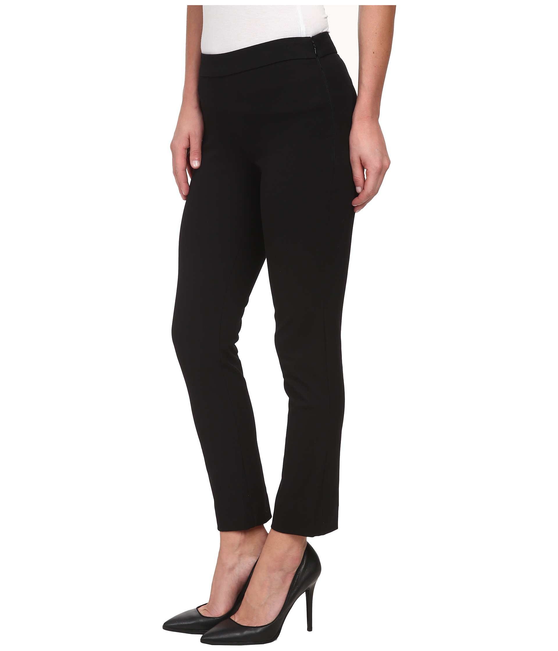 Dkny Bi-Stretch Skinny Ankle Side Zip Pants in Black | Lyst