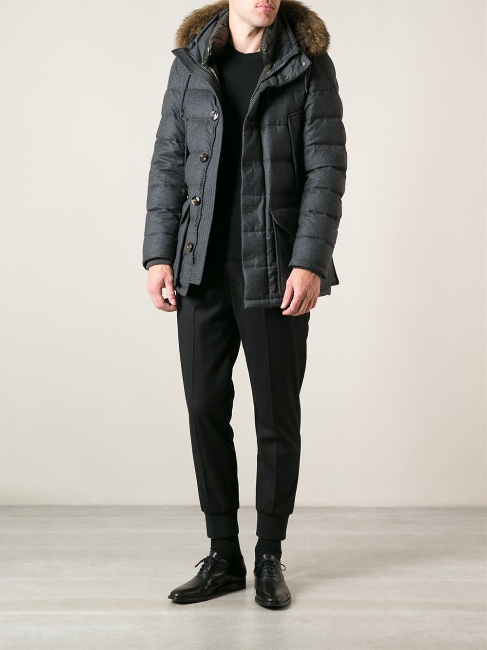 Lyst Moncler Rethel Feather Down Coat in Gray for Men
