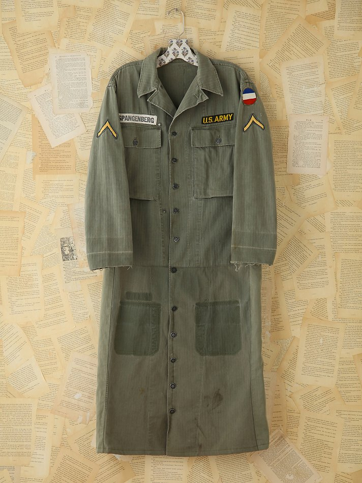 Lyst Free people Womens Vintage Patched Army Duster Jacket in Green