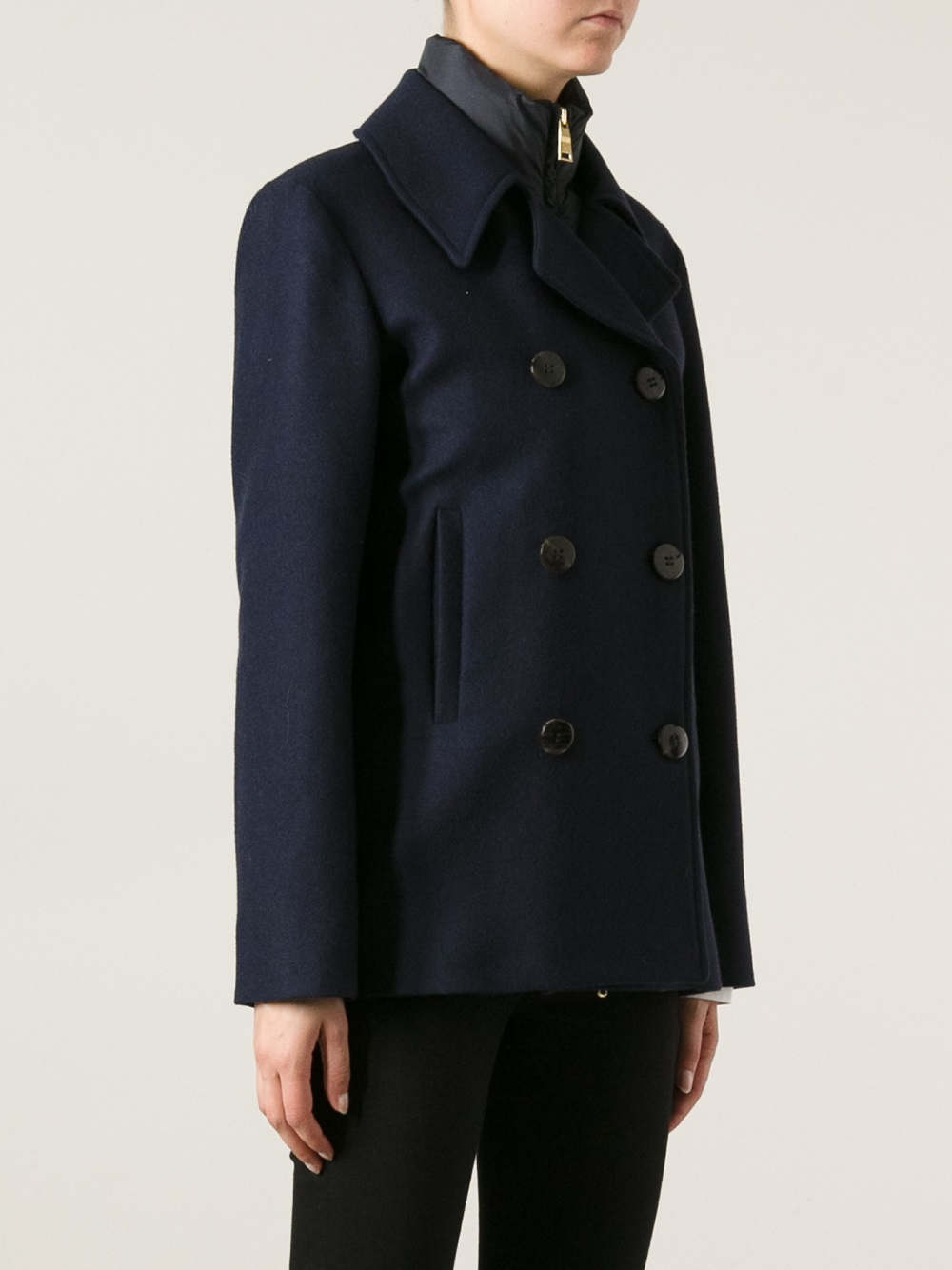 Peuterey Doublebreasted Short Peacoat in Blue | Lyst