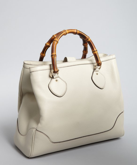 Lyst Gucci Mystic White Leather Diana Bamboo Handle Tote In Natural Gallery