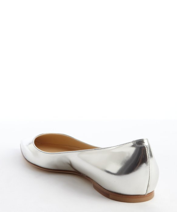 Lyst - Jimmy Choo Metallic Silver Leather Pointed Toe Ballet Flats in ...
