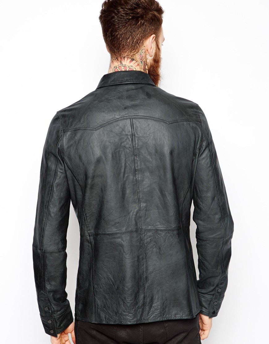 Lyst - Asos Leather Shirt in Black for Men