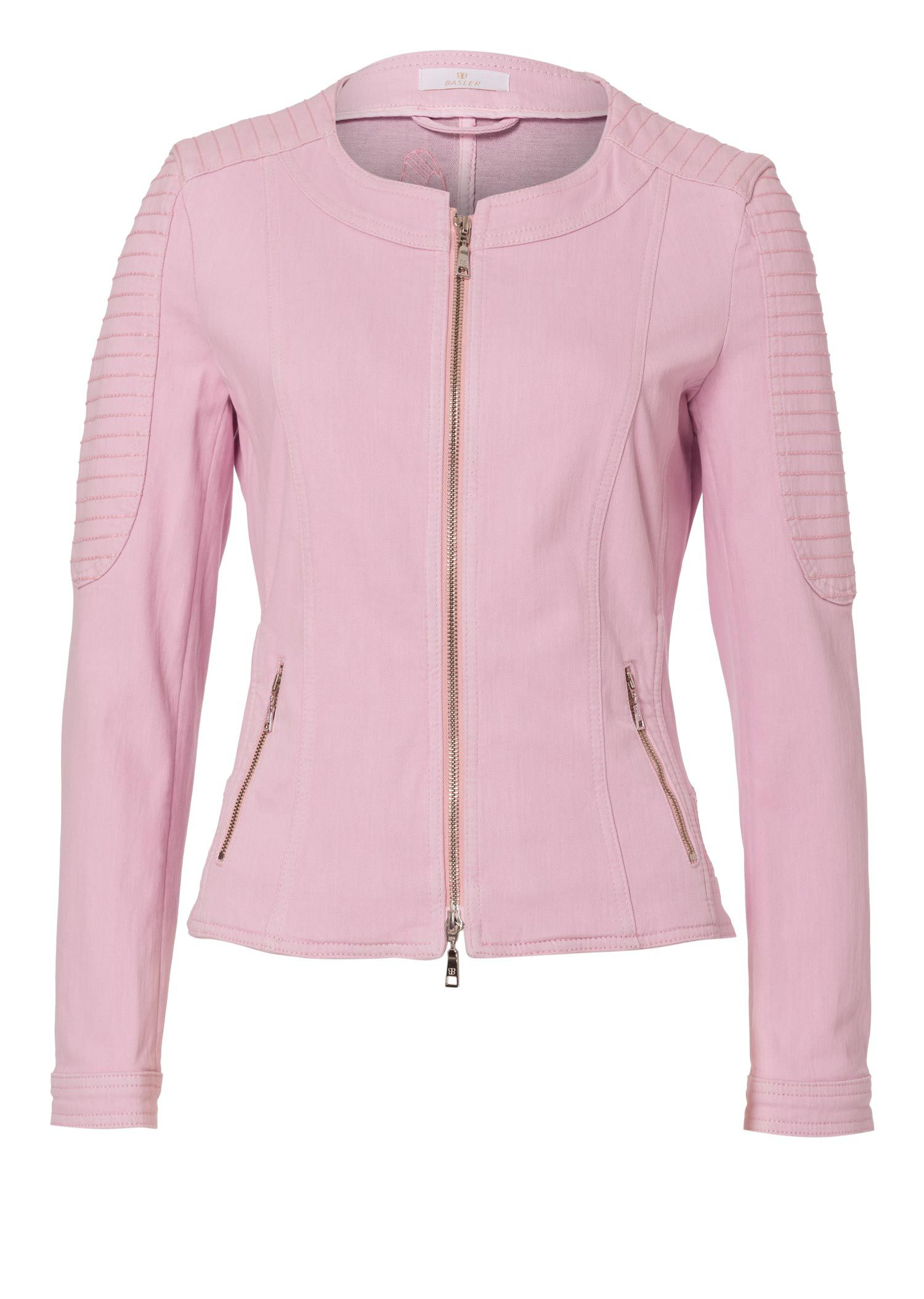 Basler Denim Biker Jacket in Pink (Light Pink) | Lyst