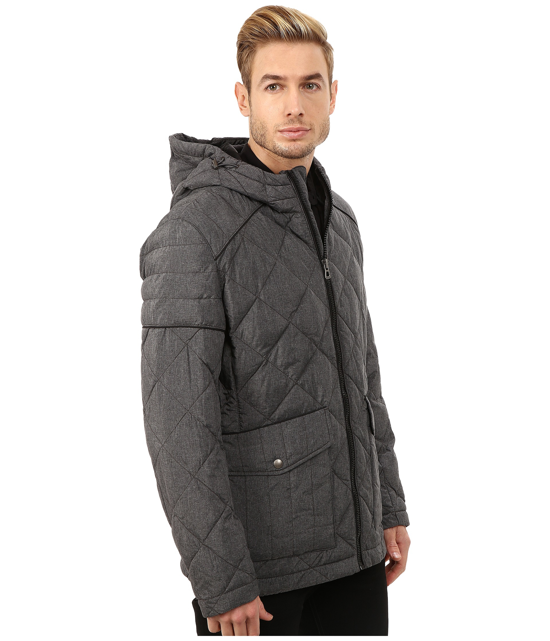 Lyst - Boss Orange Oktavio Quilted Nylon Jacket With Hood in Gray for Men