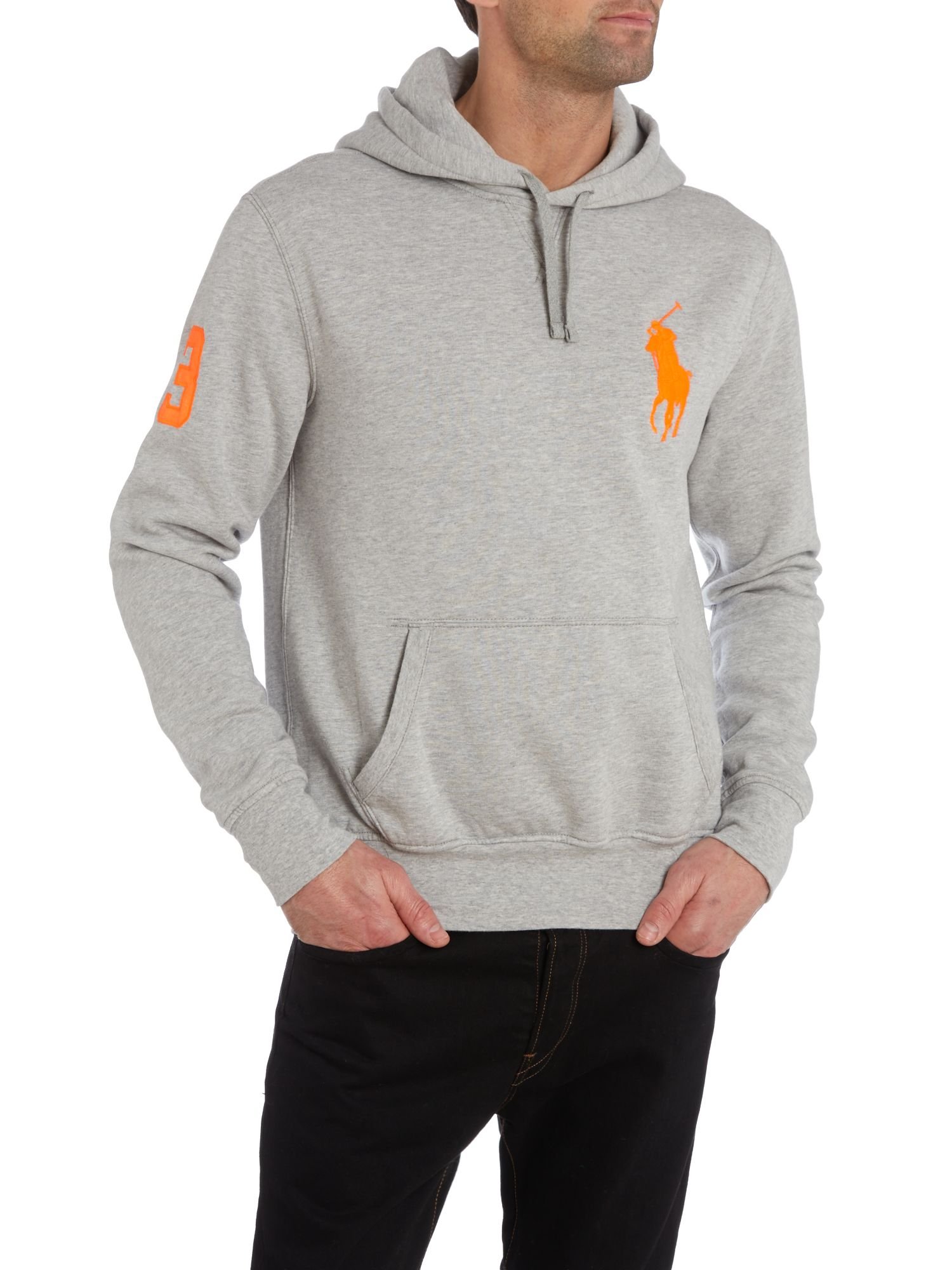 Polo ralph lauren Big Pony Player Fleece Hooded Sweatshirt in Gray for ...