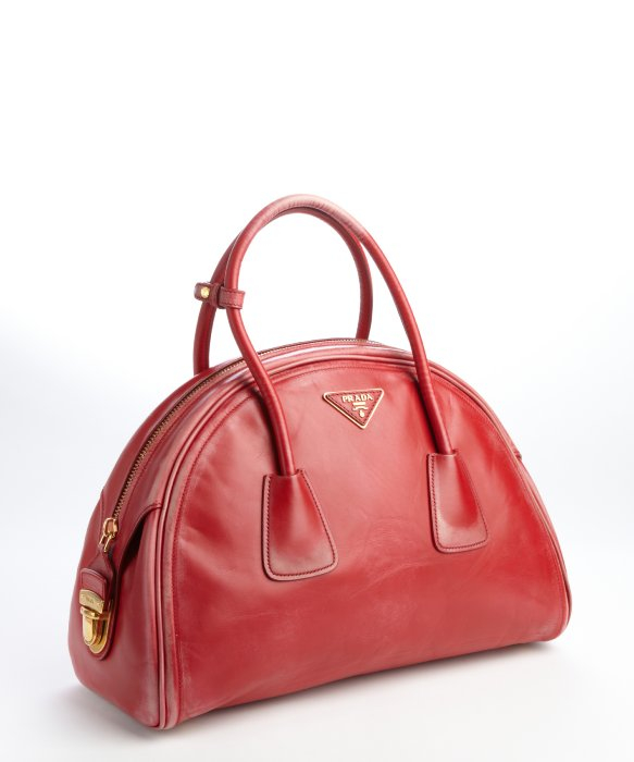 Prada Red Leather Vitello Vintage Bowler Bag in Red | Lyst  