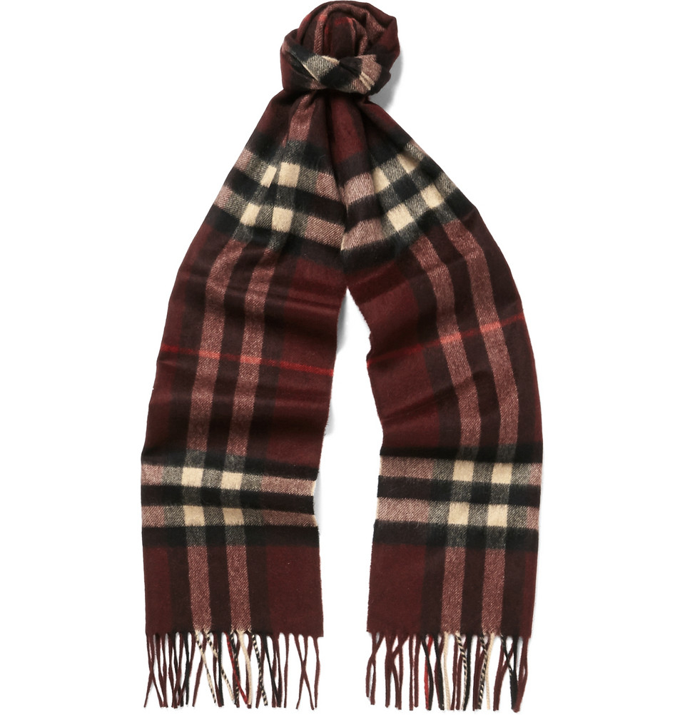 Lyst - Burberry Checked Cashmere Scarf In Purple For Men