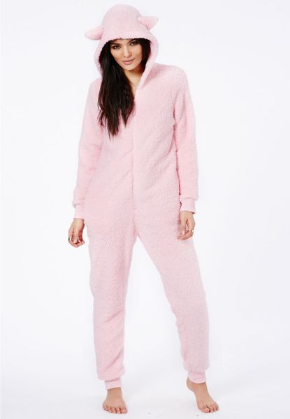 Missguided Quirina Pink Onesie In Super Soft Fleece in Pink | Lyst
