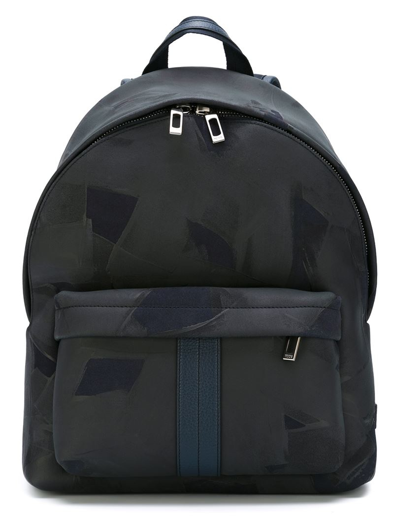 Tod's Leather Printed Backpack in Blue for Men - Lyst