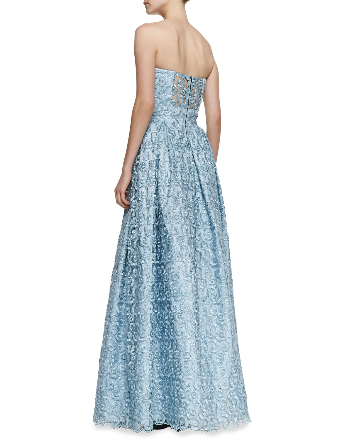 alice and olivia blue gown