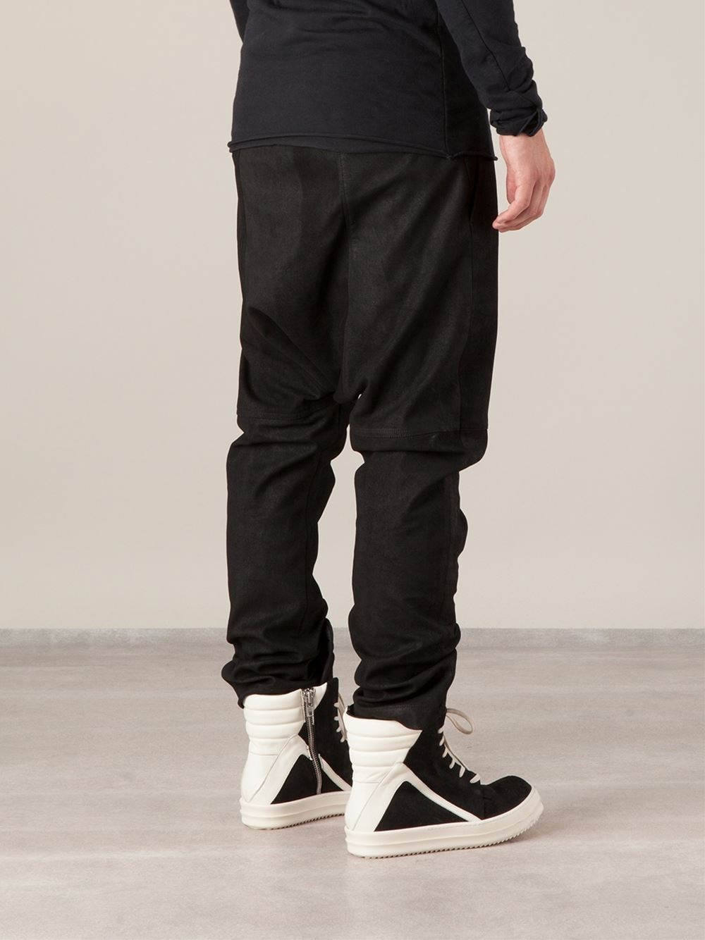 Lyst - Rick Owens Drop Crotch Track Pants in Black for Men