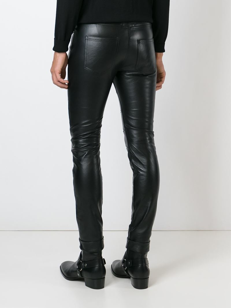 Lyst - Saint Laurent Skinny Leather Trousers in Black for Men