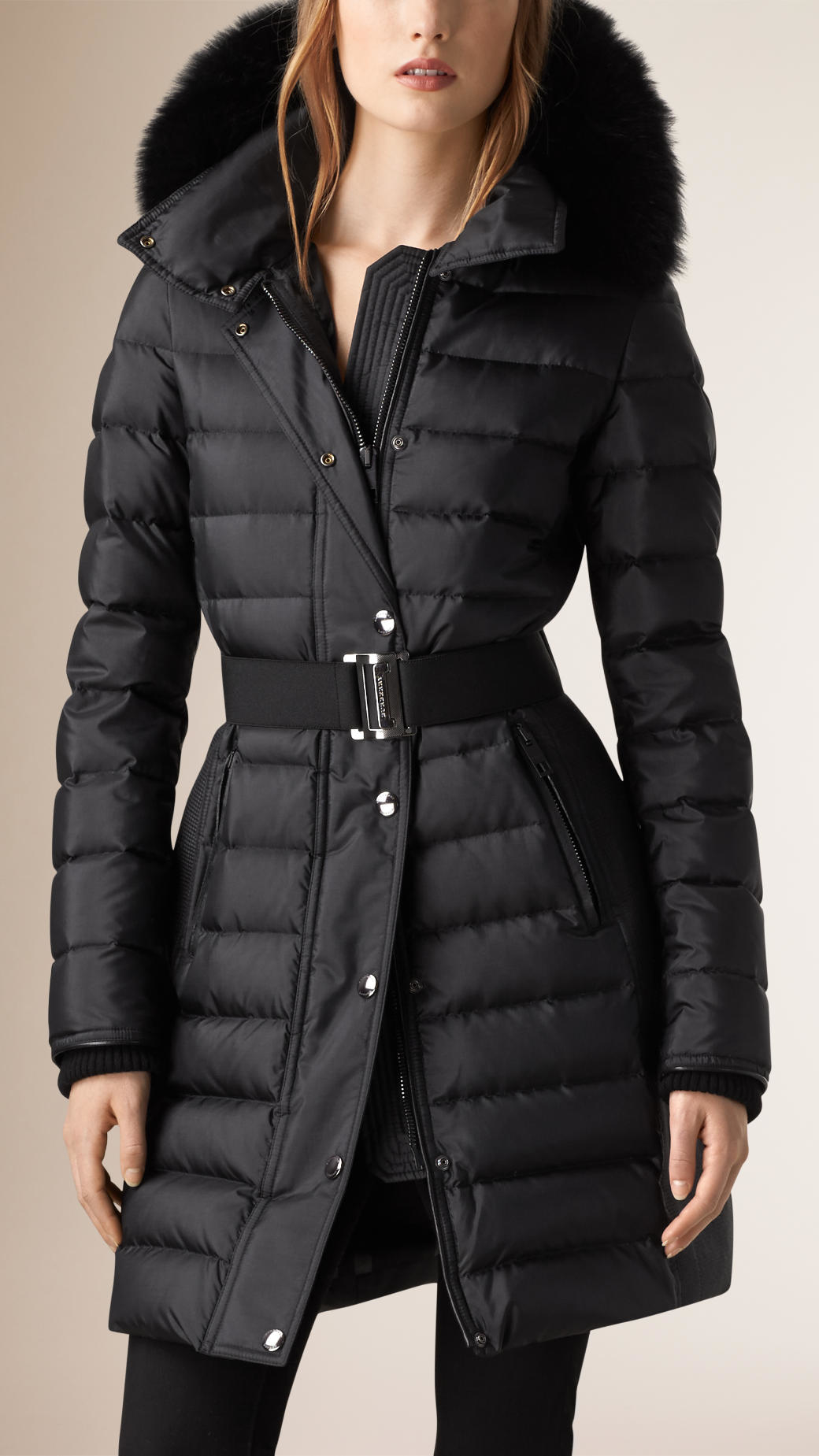 Lyst Burberry Quilted Down filled Coat in Black