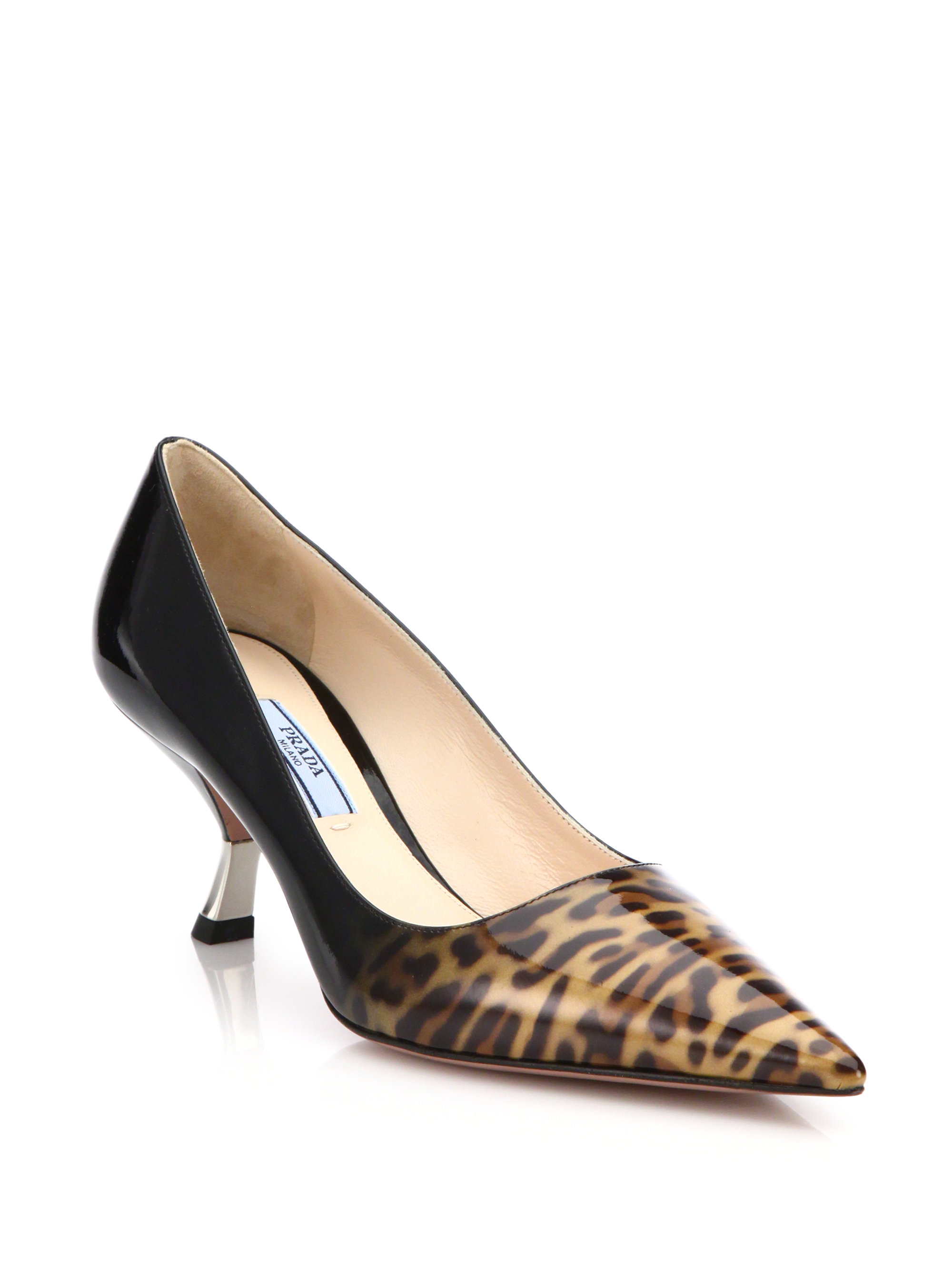 Prada Leopard-print Patent Leather Pumps - Lyst